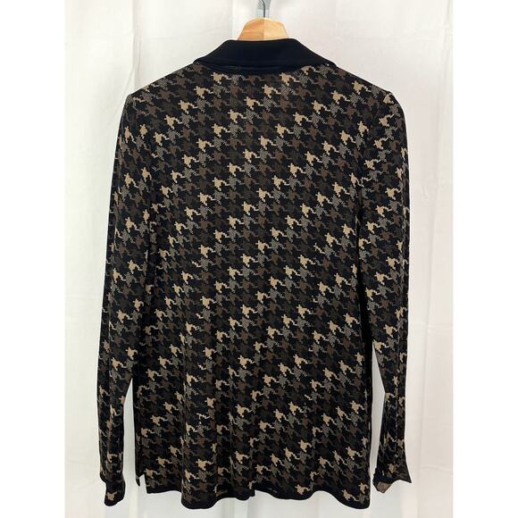 Exclusively MISOOK Size S Houndstooth Collared Knit Jacket Sweater Brown Black - Picture 2 of 8